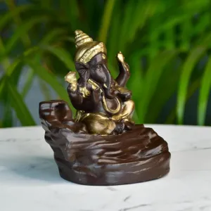 Golden Ganesh Smoke Fountain Tabletop Decor
