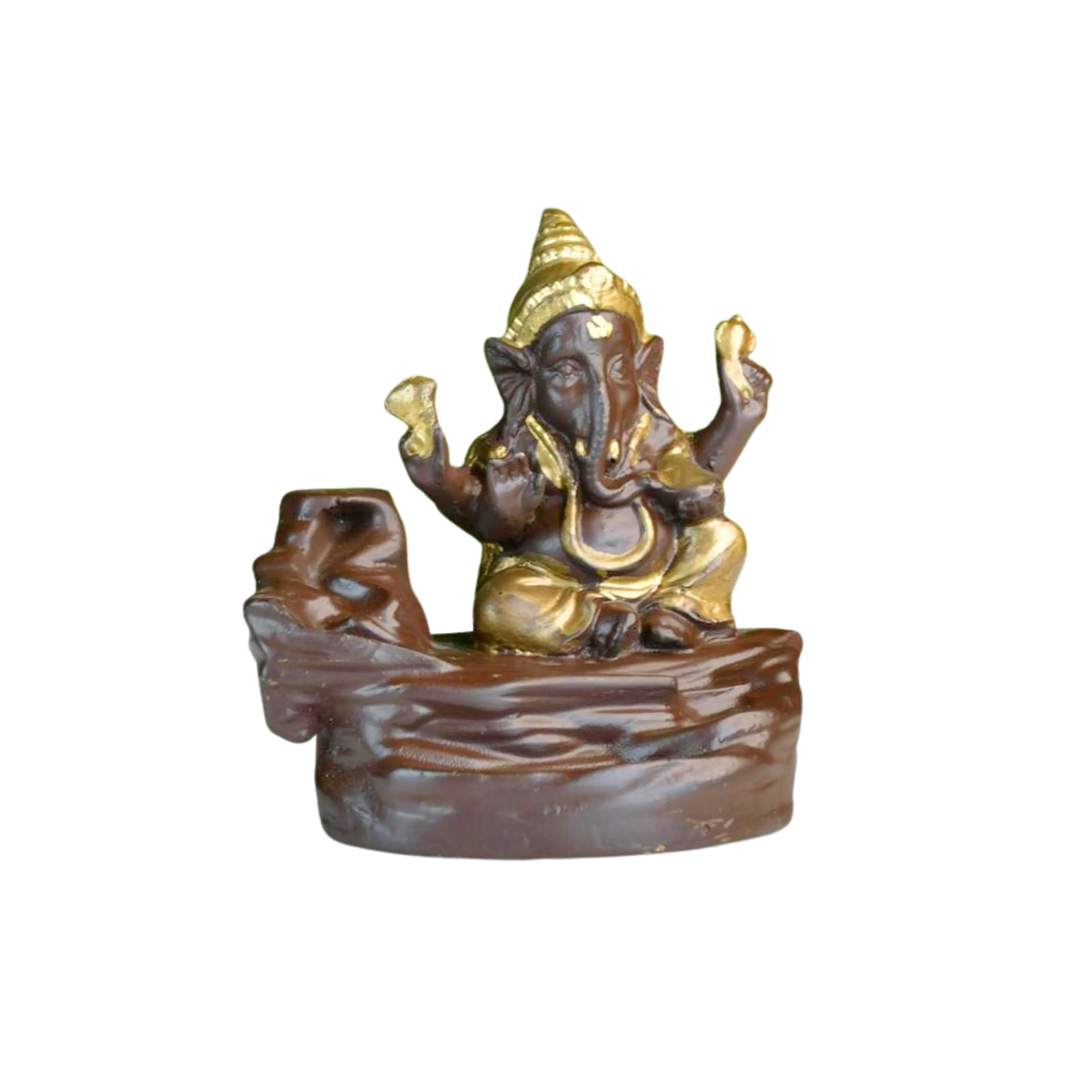 Golden Ganesh Smoke Fountain Tabletop Decor