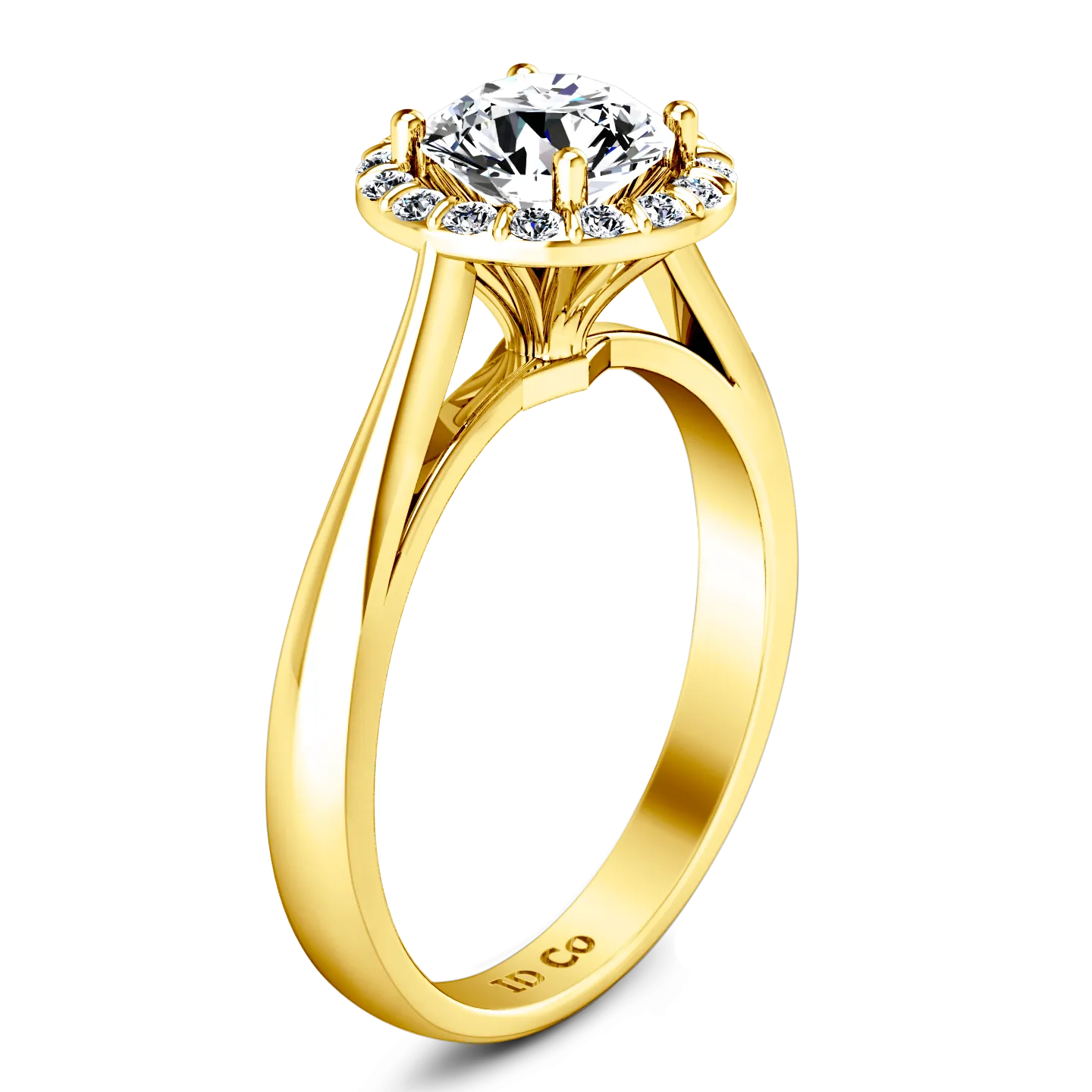 Halo Engagement Ring Soleil 14K Yellow Gold