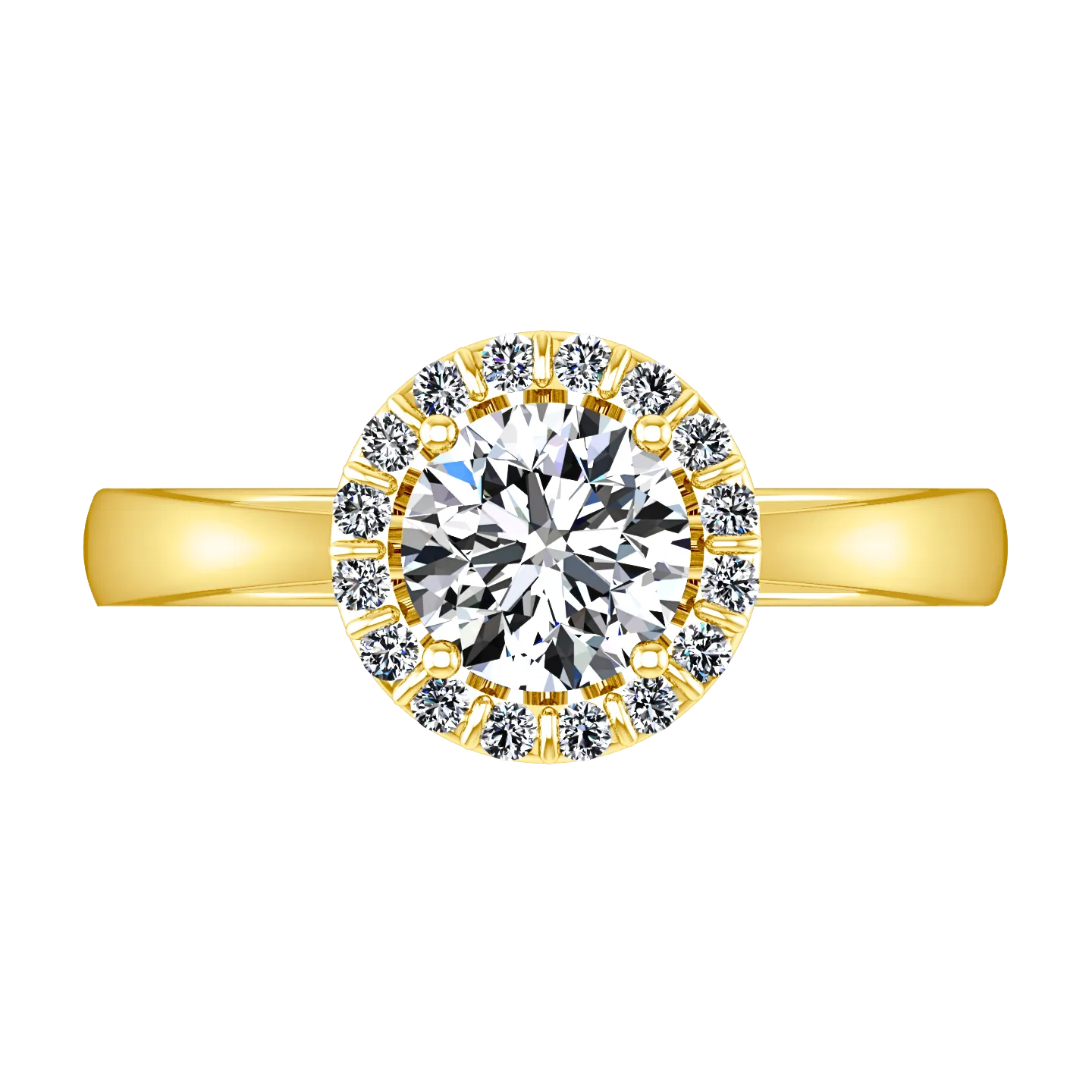 Halo Engagement Ring Soleil 14K Yellow Gold