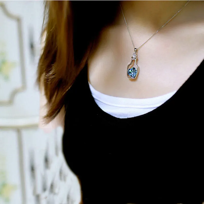 Heart Crystal Pendant  Necklace