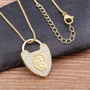 High Quality Virgin Mary Glittering Crystal Pendant Necklace