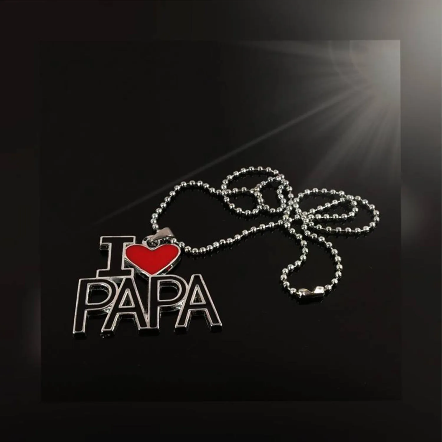 I Love Mom'' & ''I Love Dad'' Letter Heart Meena Enamelled Pendant Combo with Ball Chain
