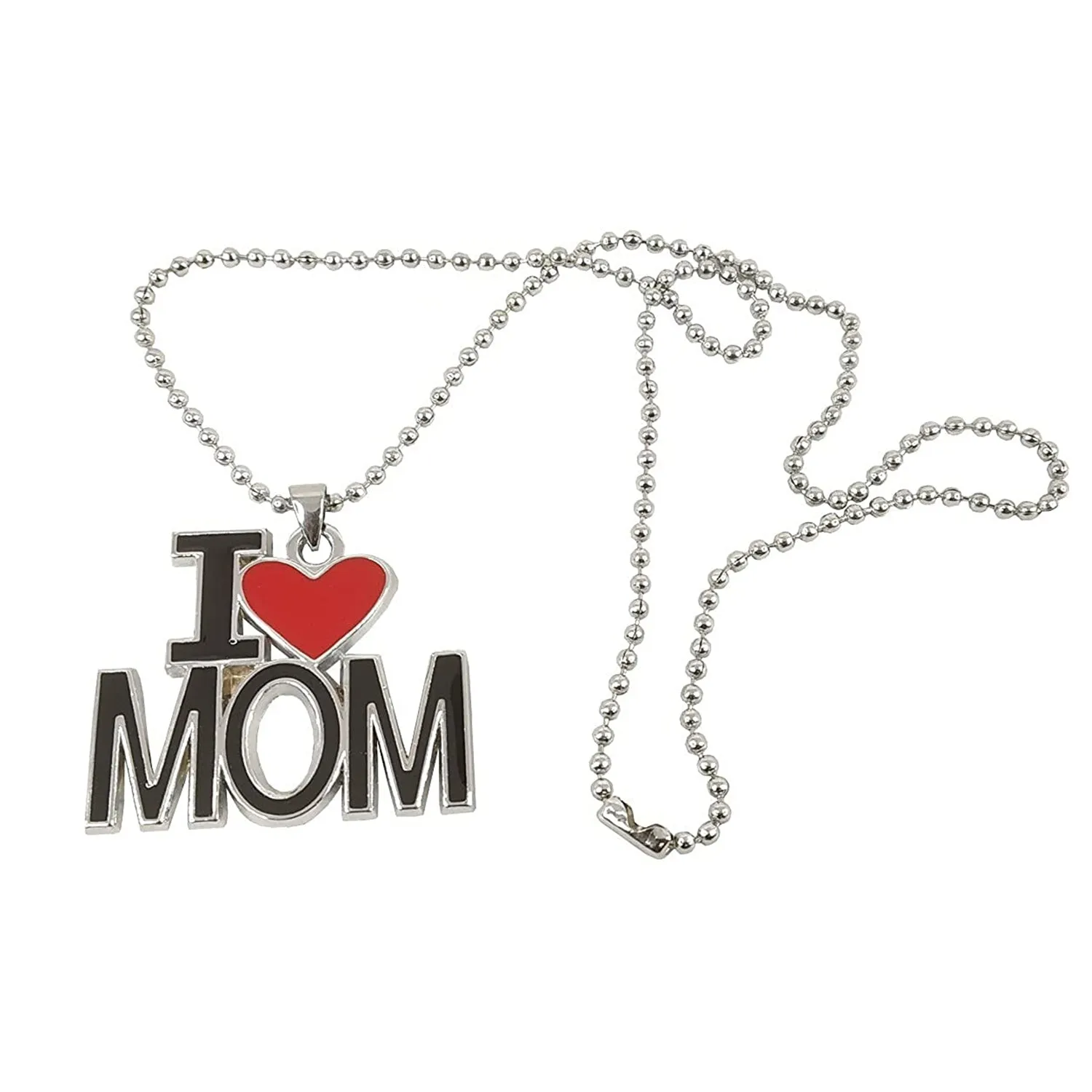 I Love Mom'' & ''I Love Dad'' Letter Heart Meena Enamelled Pendant Combo with Ball Chain