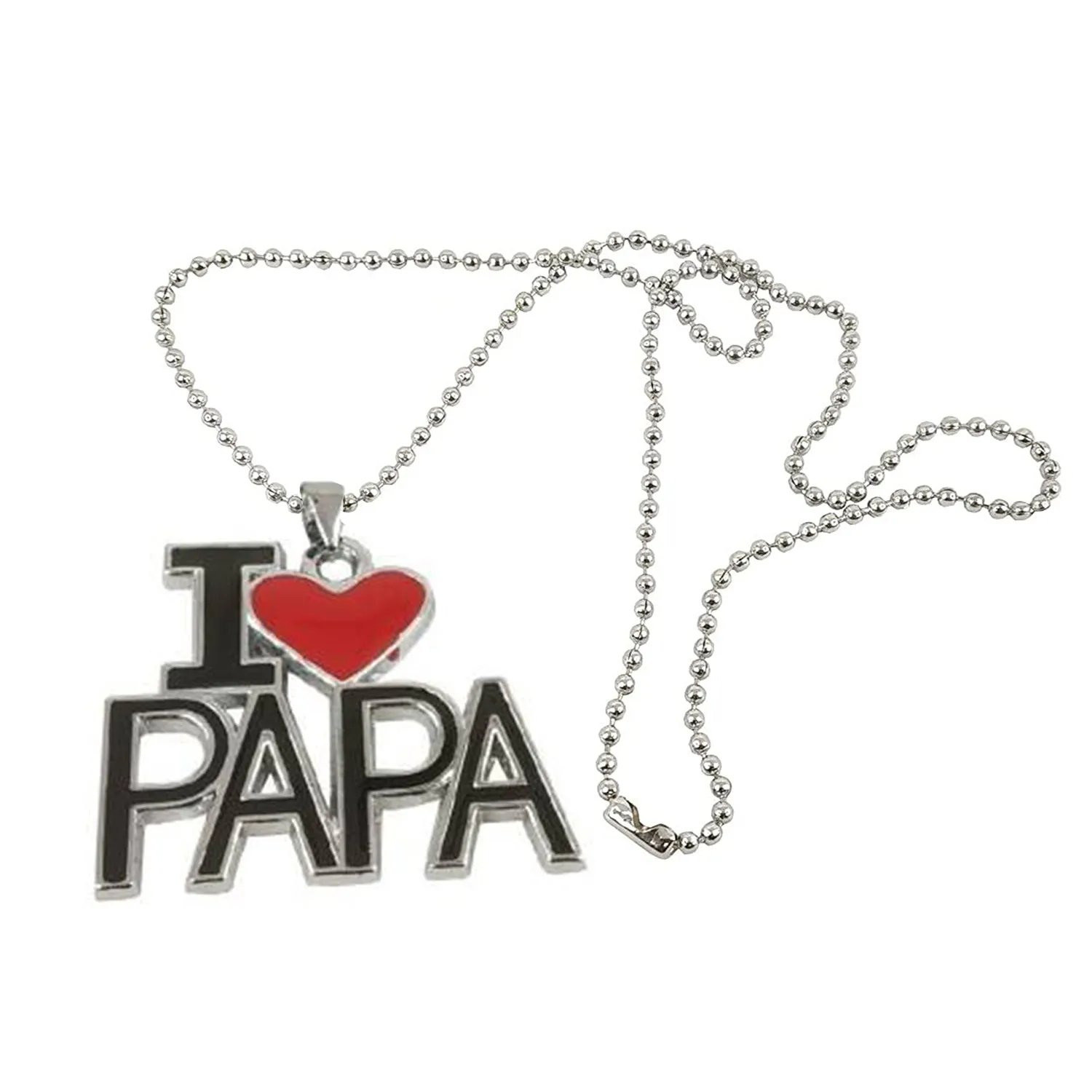 I Love Mom'' & ''I Love Dad'' Letter Heart Meena Enamelled Pendant Combo with Ball Chain