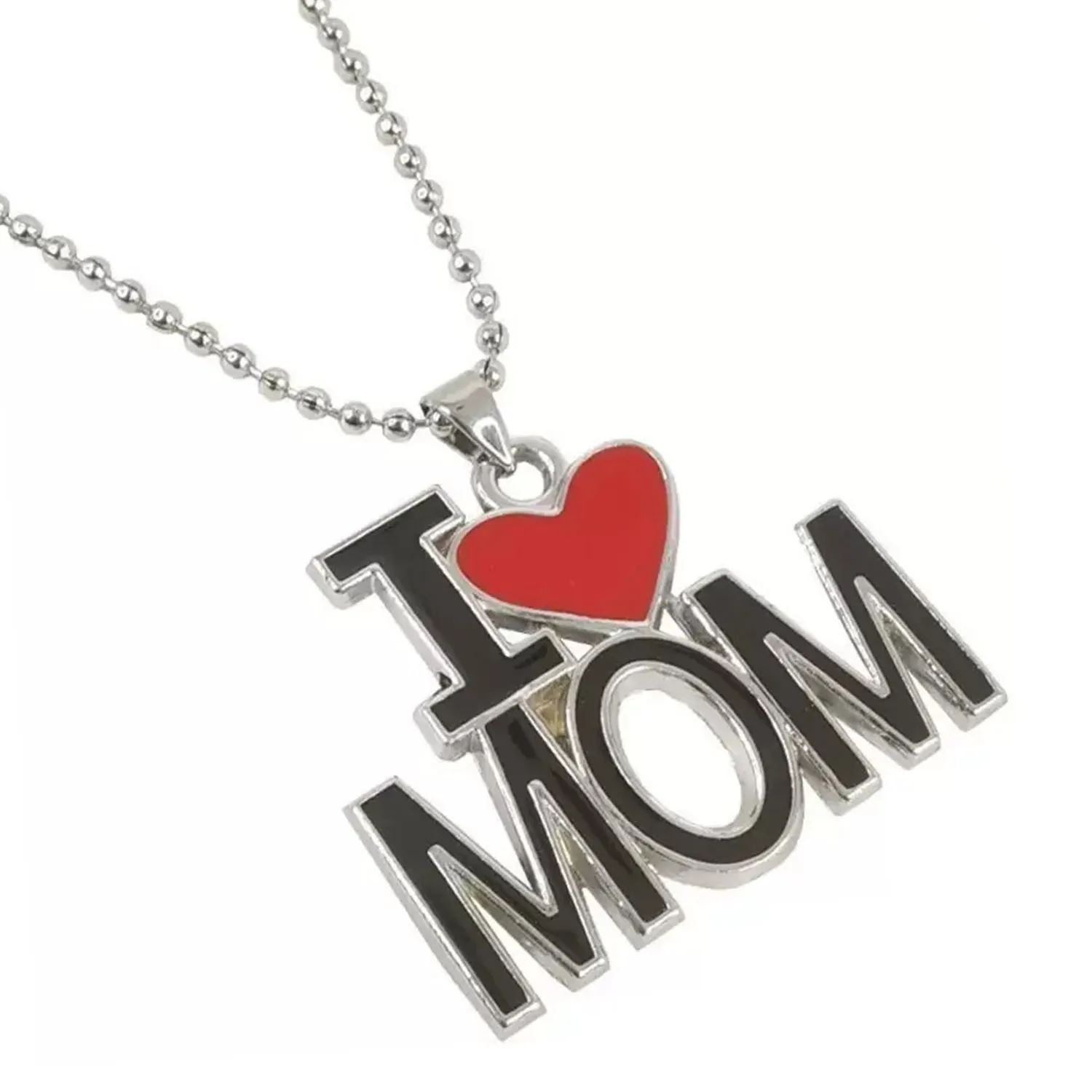 I Love Mom'' & ''I Love Dad'' Letter Heart Meena Enamelled Pendant Combo with Ball Chain