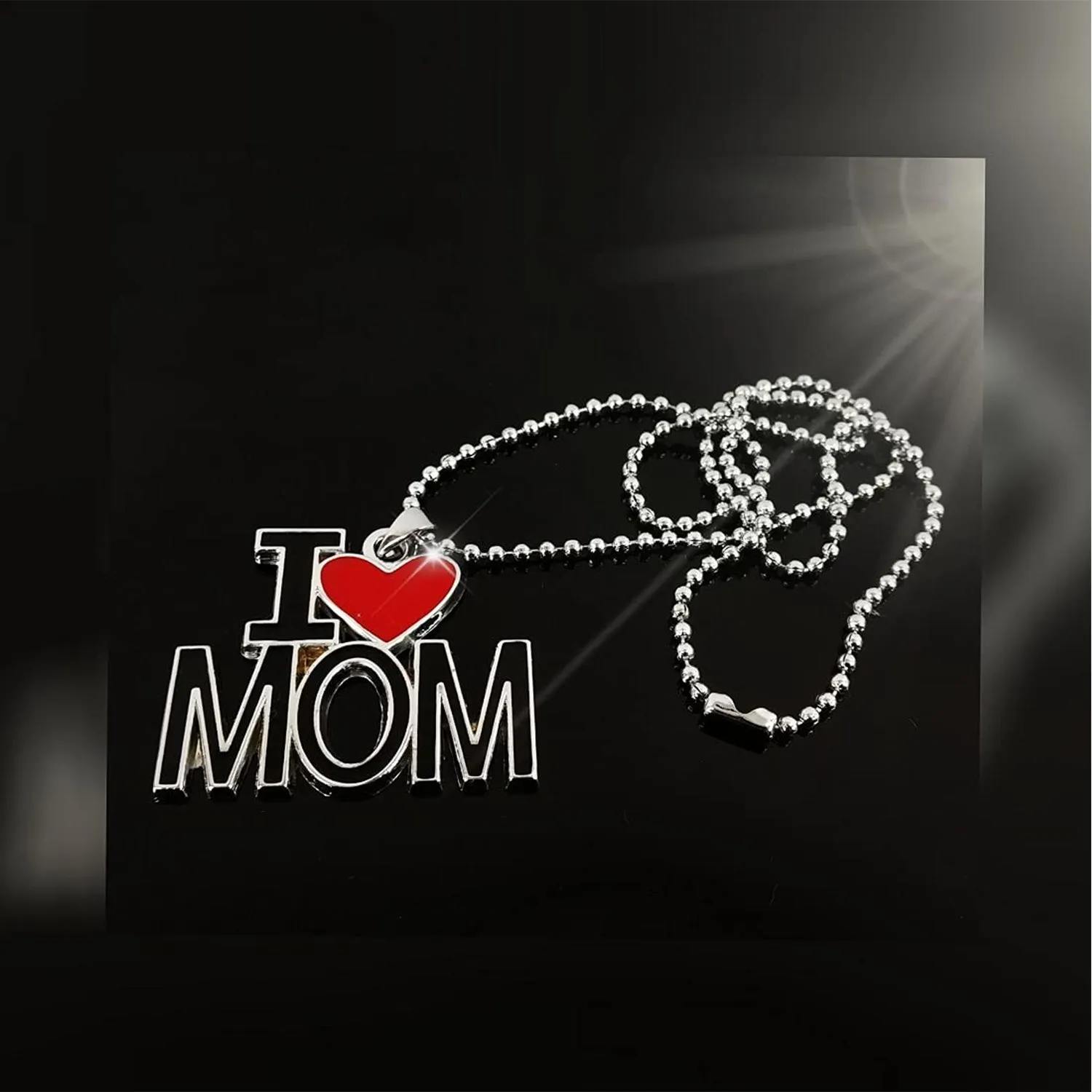I Love Mom'' & ''I Love Dad'' Letter Heart Meena Enamelled Pendant Combo with Ball Chain