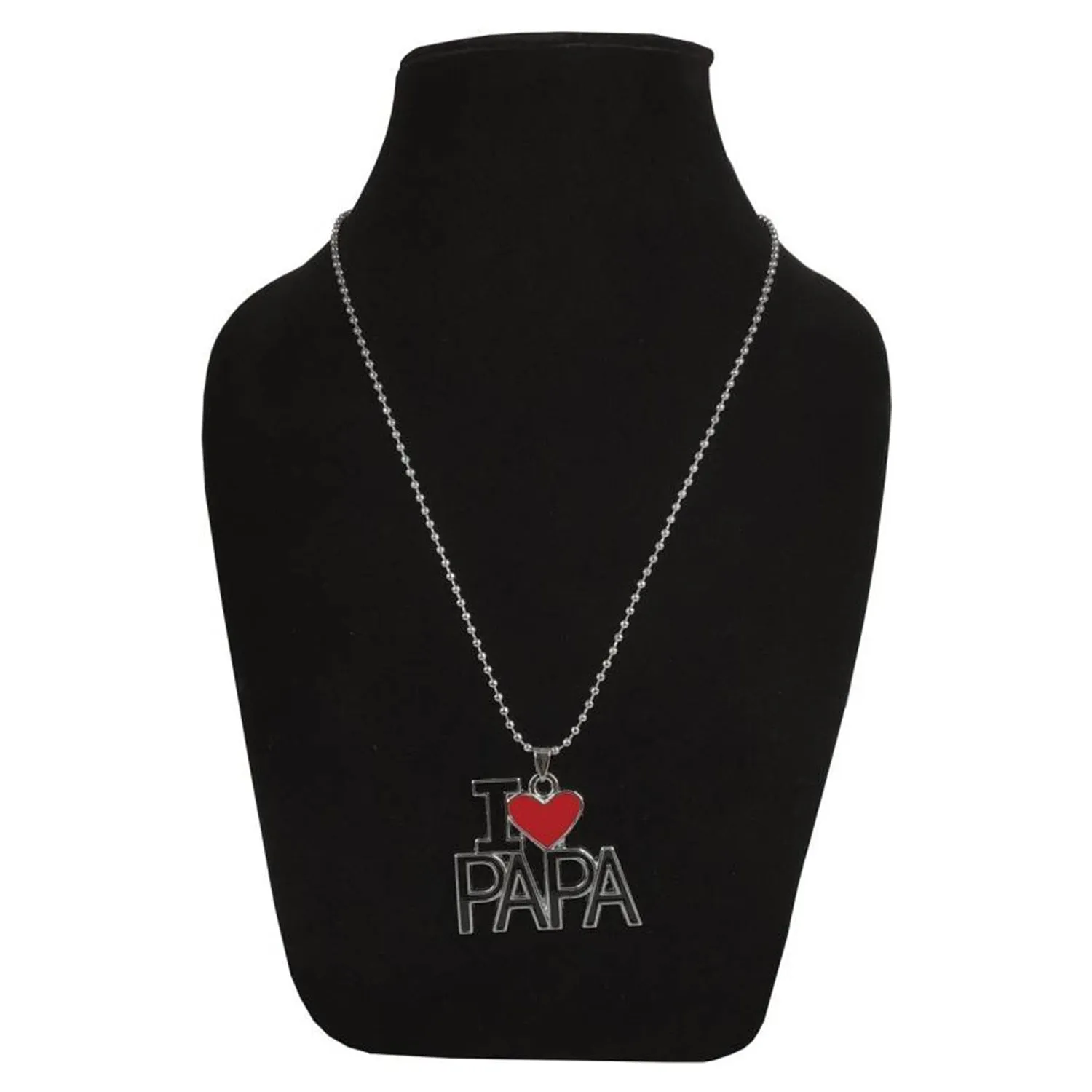 I Love Mom'' & ''I Love Dad'' Letter Heart Meena Enamelled Pendant Combo with Ball Chain