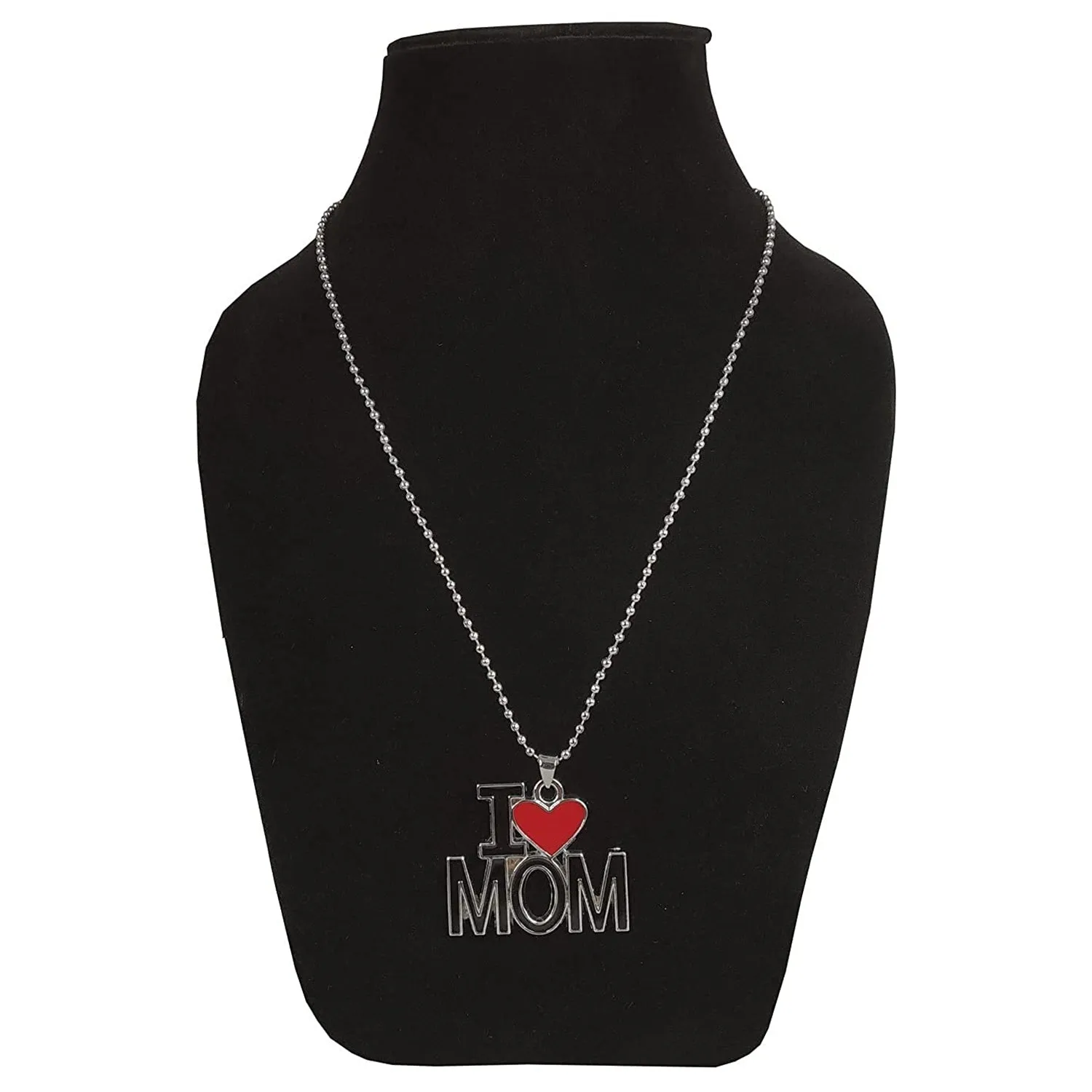 I Love Mom'' & ''I Love Dad'' Letter Heart Meena Enamelled Pendant Combo with Ball Chain
