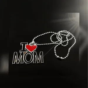 I Love Mom'' & ''I Love Dad'' Letter Heart Meena Enamelled Pendant Combo with Ball Chain