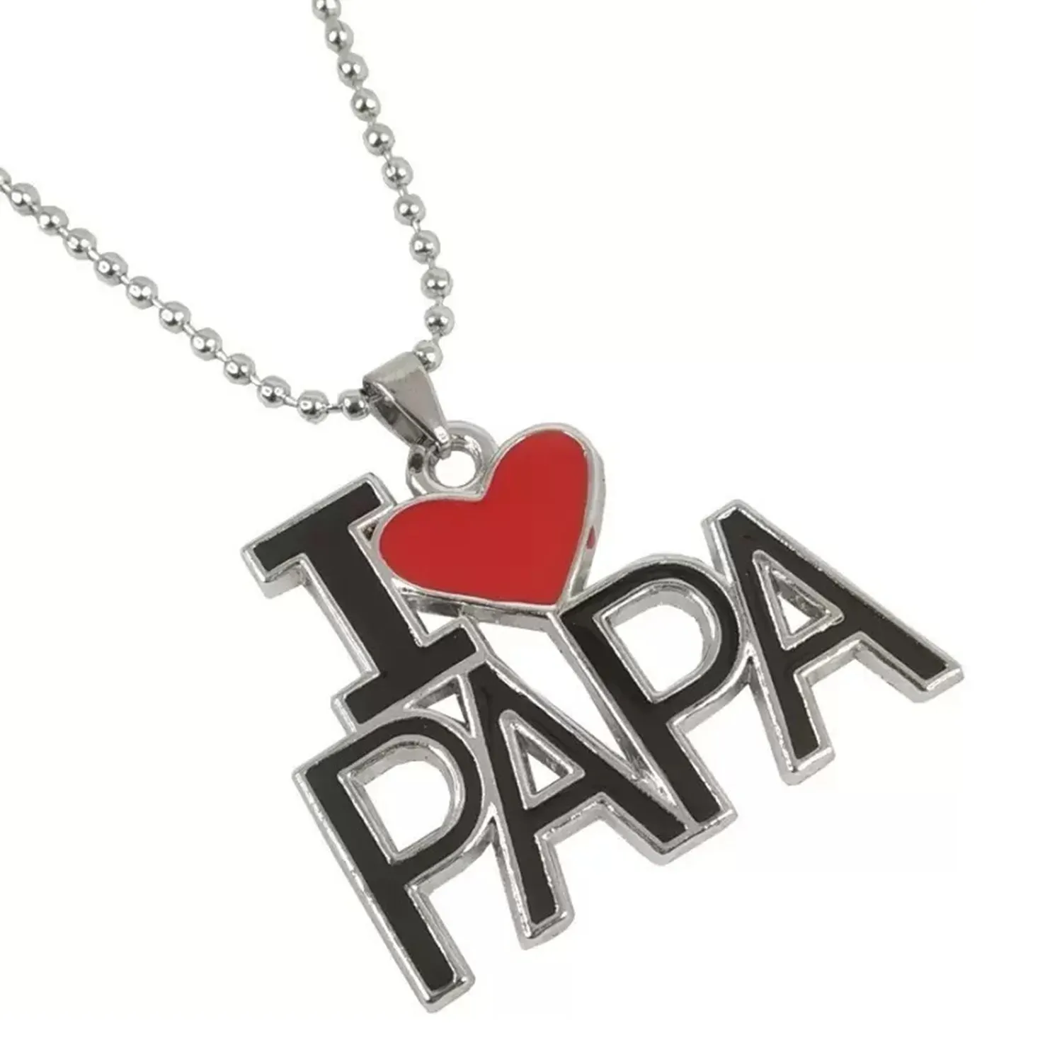 I Love Mom'' & ''I Love Dad'' Letter Heart Meena Enamelled Pendant Combo with Ball Chain
