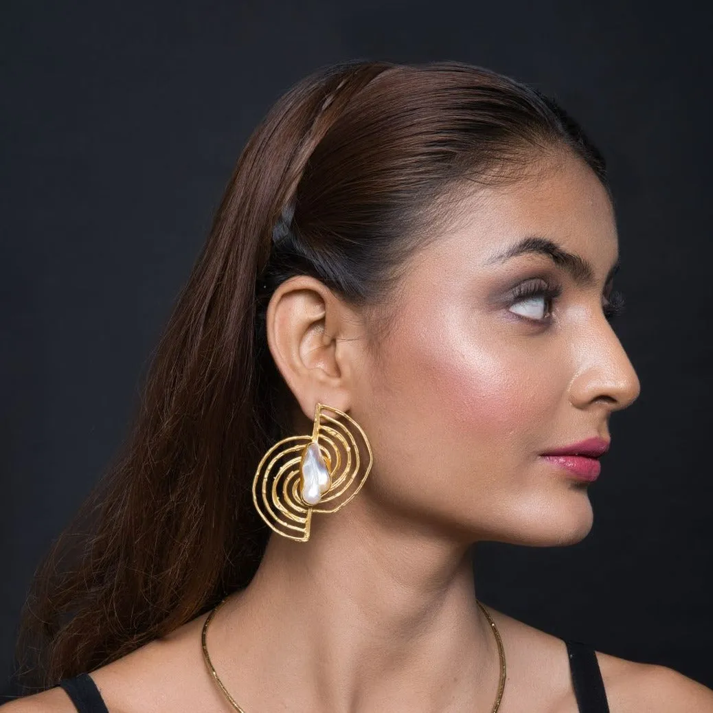 Irdis Two Halves Pearl Danglers