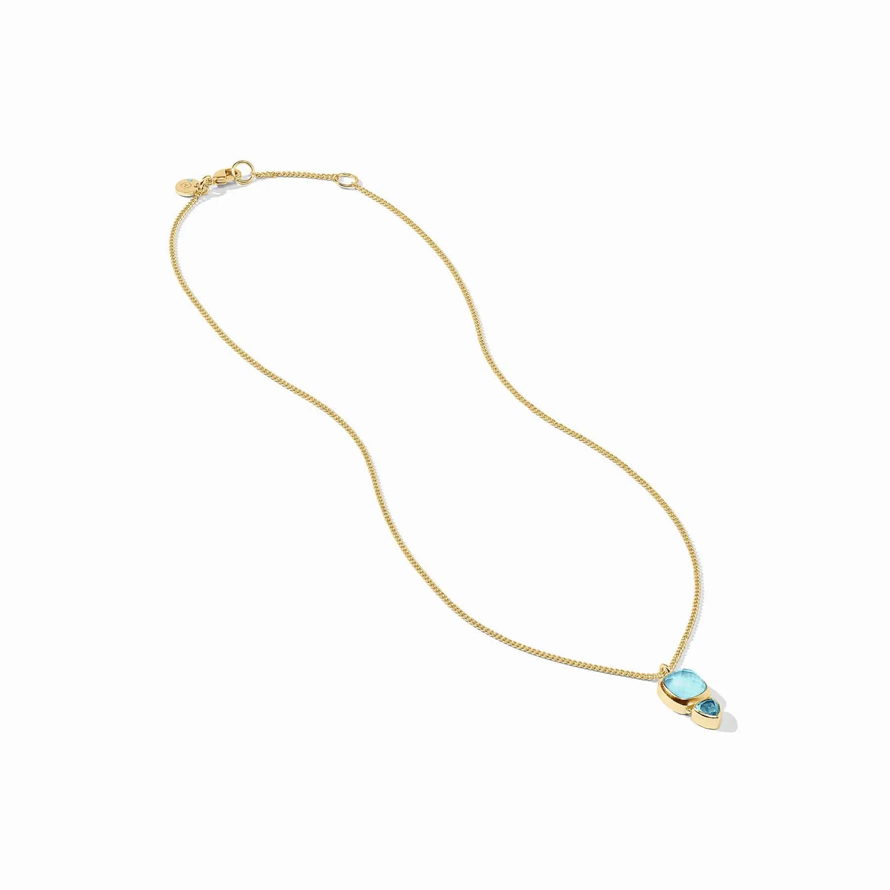Iridescent Capri Blue Aquitaine Duo Delicate Necklace