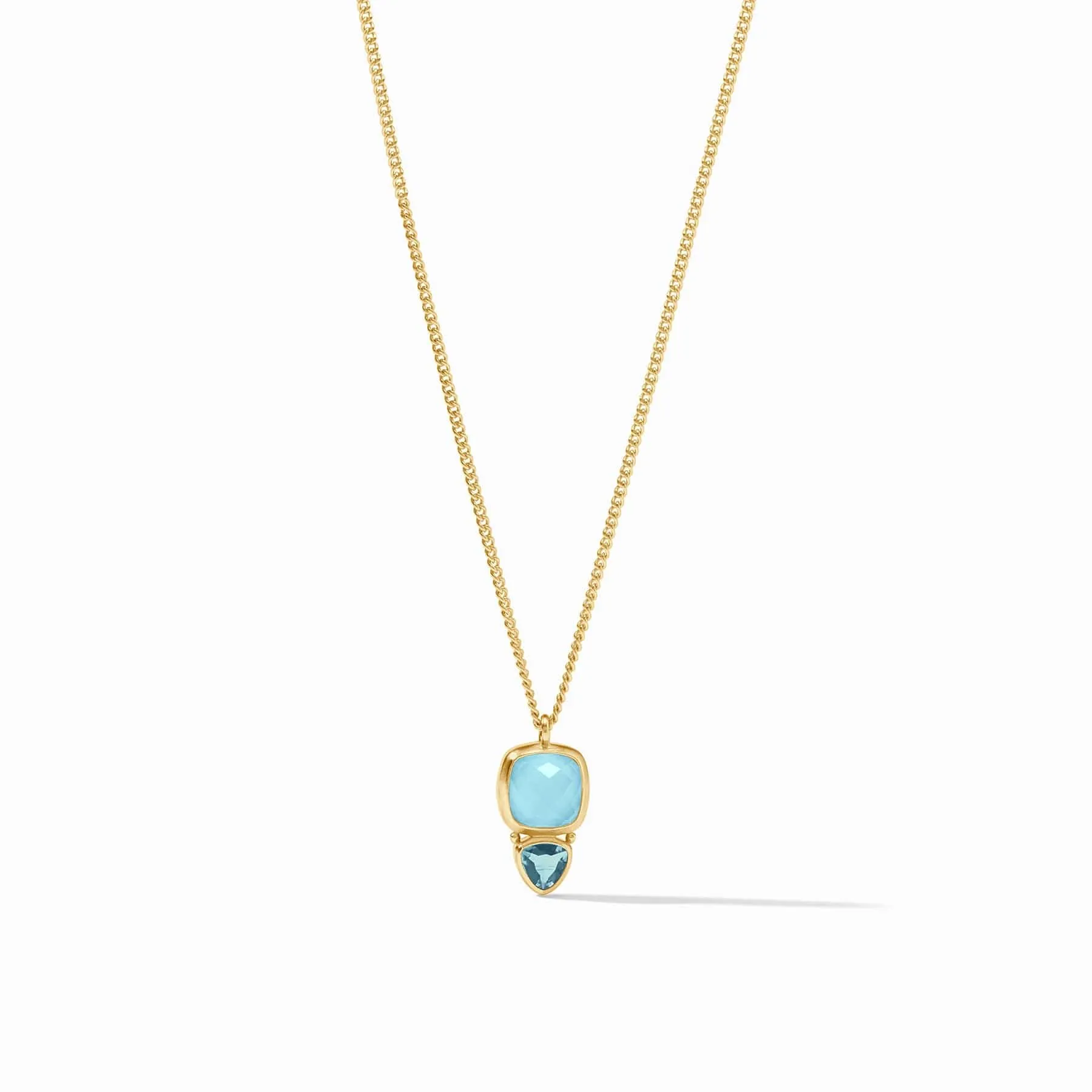 Iridescent Capri Blue Aquitaine Duo Delicate Necklace