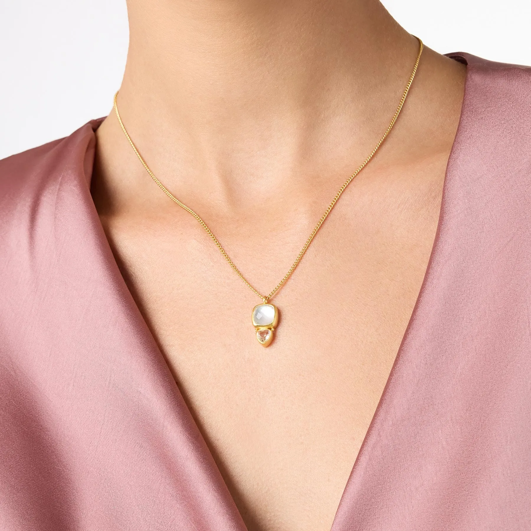 Iridescent Capri Blue Aquitaine Duo Delicate Necklace