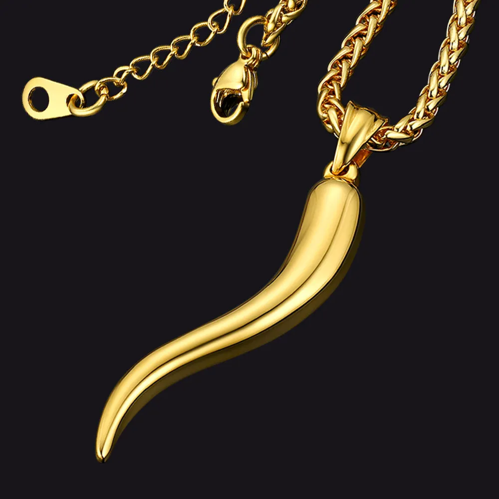 Italian Horn Necklace Cornicello Pendant for Men Women