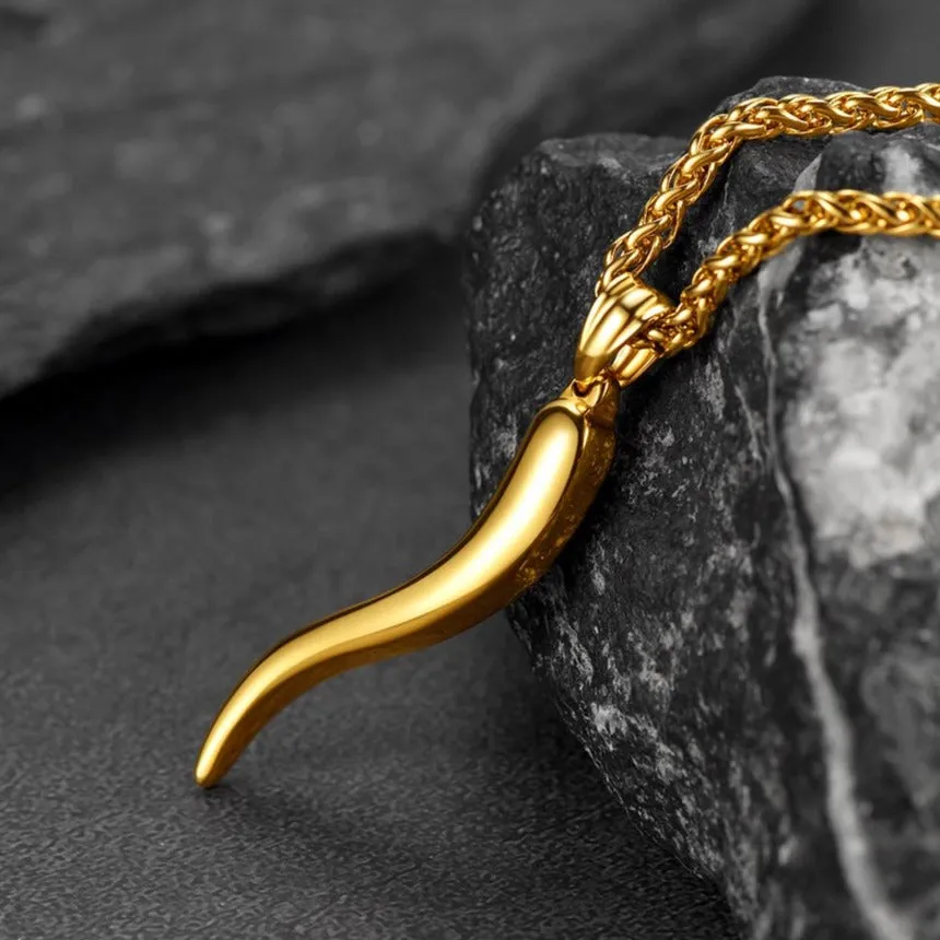 Italian Horn Necklace Cornicello Pendant for Men Women