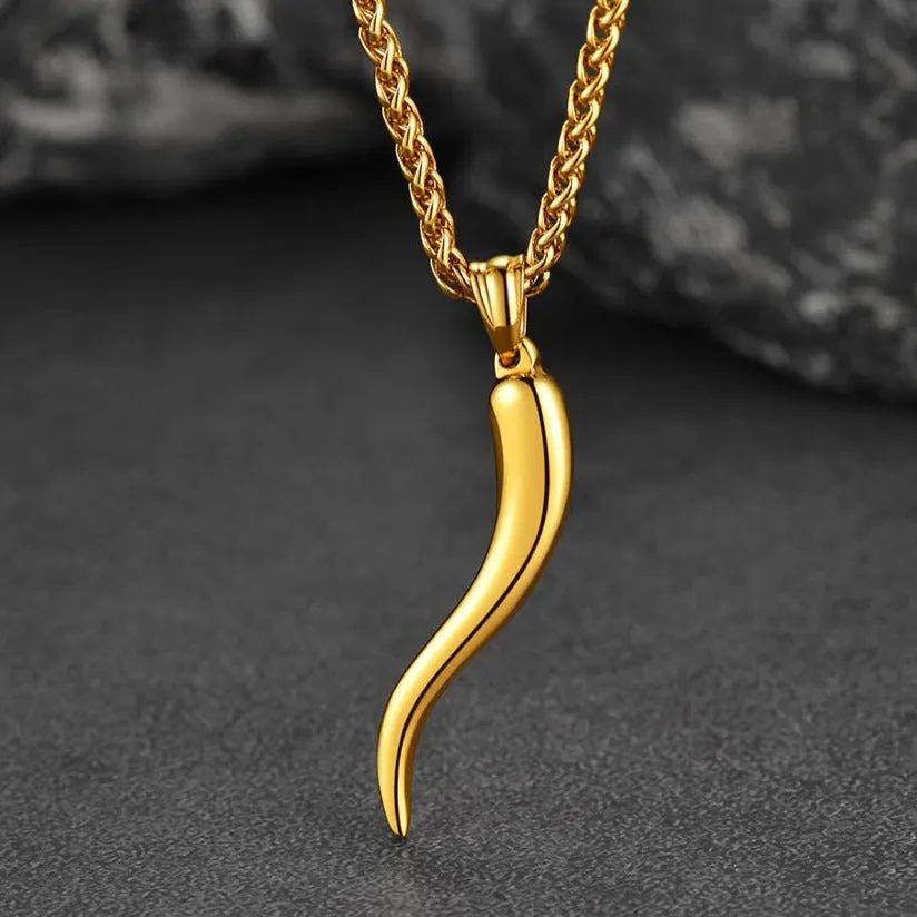 Italian Horn Necklace Cornicello Pendant for Men Women