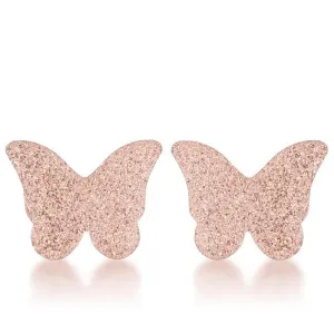 Jess Glittery Butterfly Rose Gold Stud Earrings
