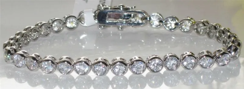 Jewellery Kingdom Cubic Zirconia Silver Sparkling Rhodium Ladies Tennis Bracelet