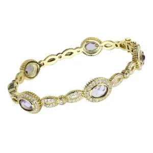 Jewellery Kingdom Ladies Light Amethyst Cz Purple Elegant Sparkling Bangle (Gold)
