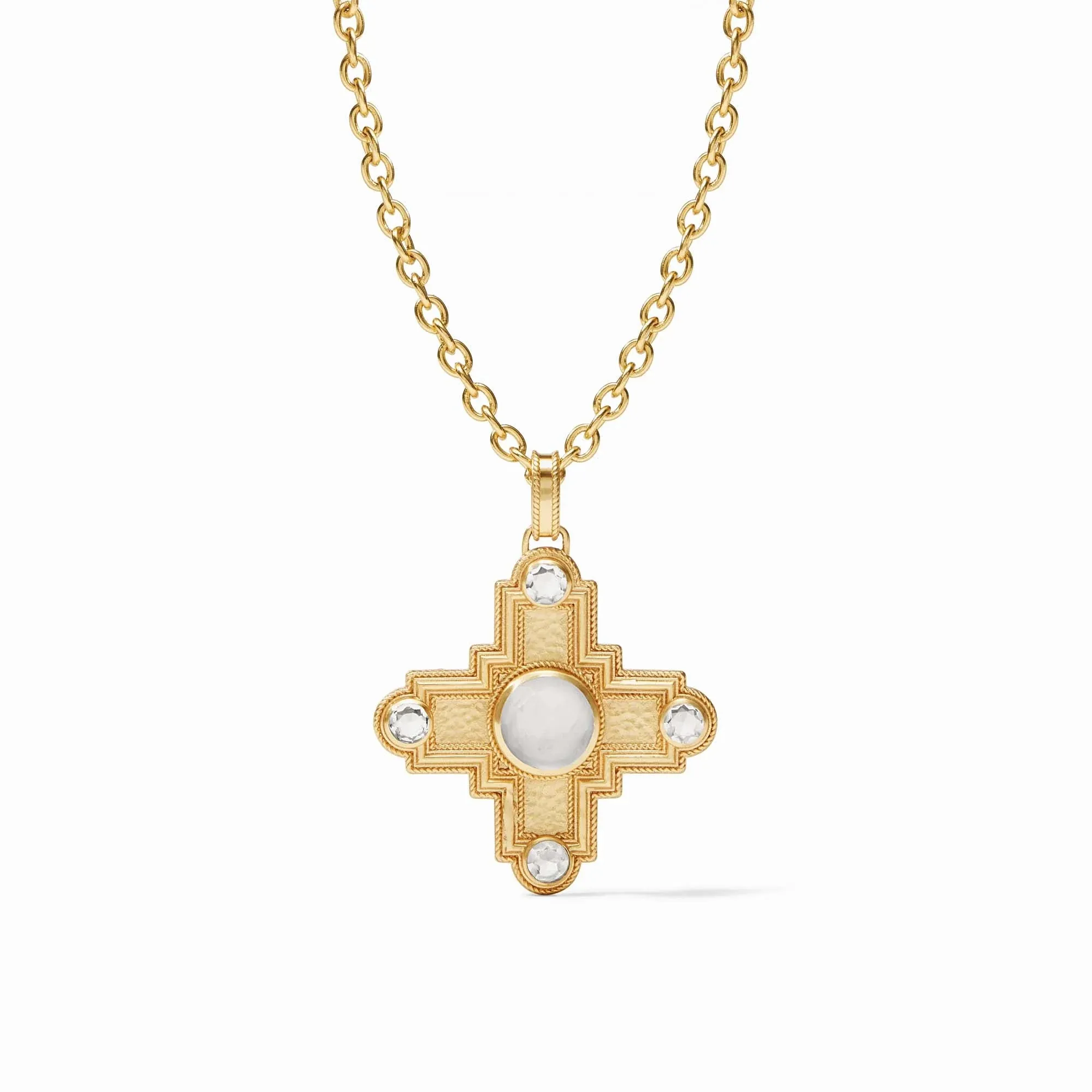 Julie Vos Malta Theodora Pendant Necklace, Iridescent Clear Crystal