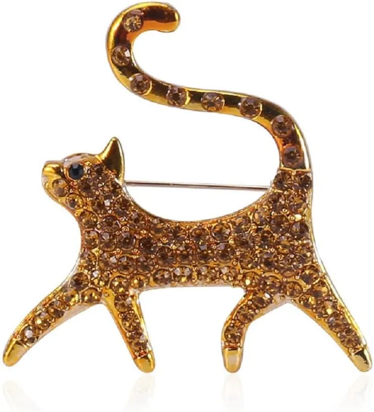 Kitten Brooch Pins for Women, Gold Cat Brooch Pin, Cute Kitten Animal Brooch Lapel Pin, Bohemian Kitten Cat Brooches Pins for Women Hat Bag Suit Dress Accessories Jewelry