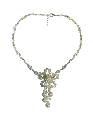 Layered All Over Pearl Explosion 925 Sterling Silver Women's Stunning Necklace