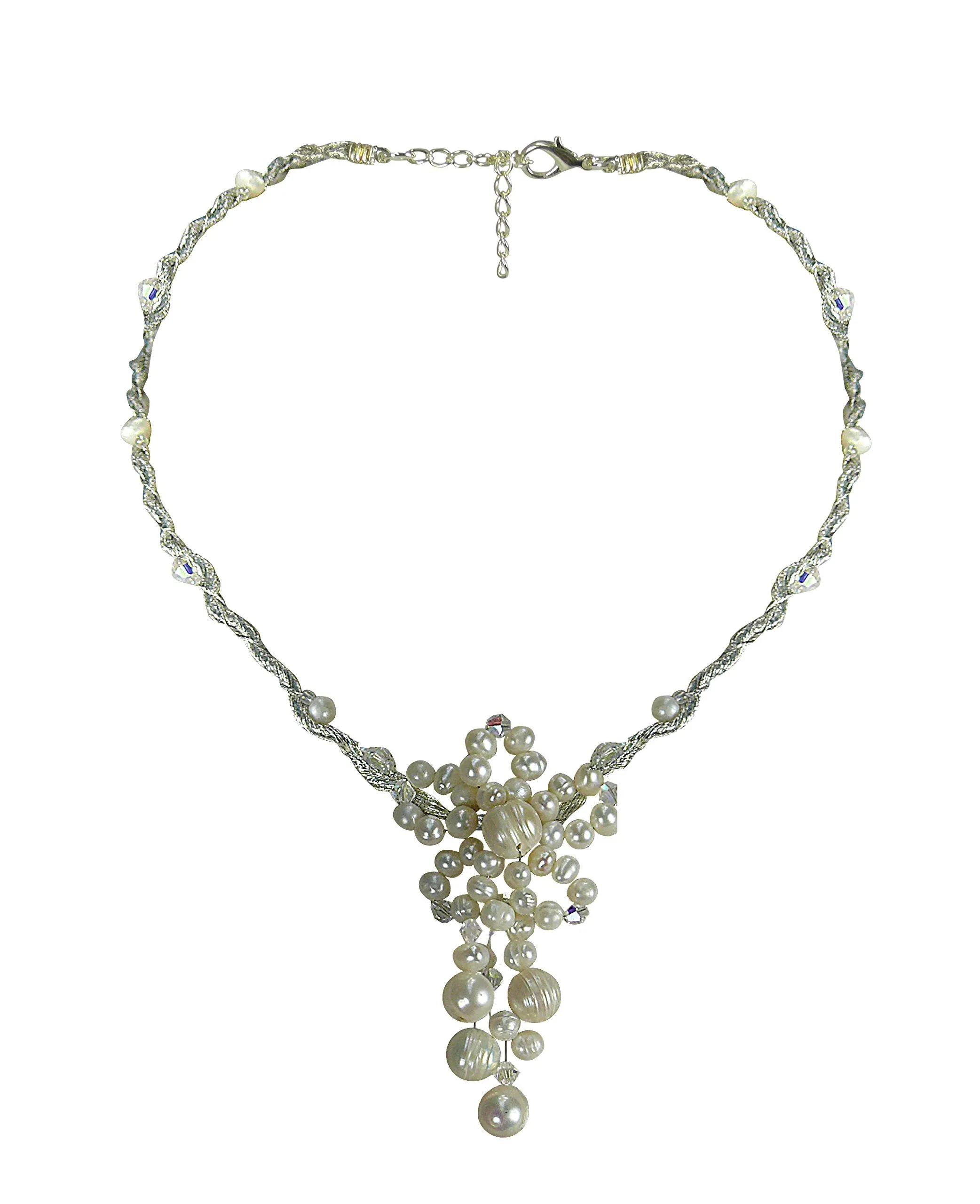 Layered All Over Pearl Explosion 925 Sterling Silver Women's Stunning Necklace