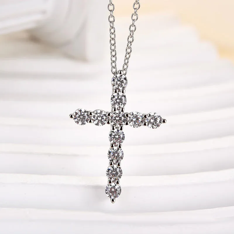Louily Sterling Silver Fashion Cross pendant Necklace