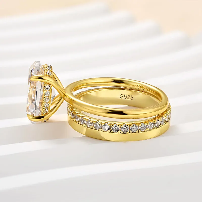 Louily Timeless Yellow Gold Oval Cut Wedding Ring Set