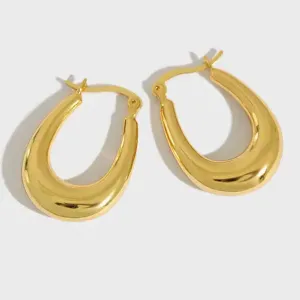 LOVCIA Classic Fashion Letter U Shape 925 Sterling Silver Hoop Earrings