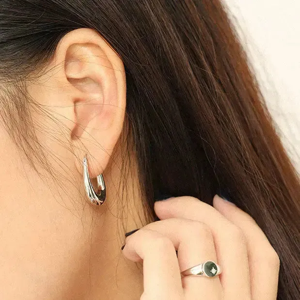 LOVCIA Classic Fashion Letter U Shape 925 Sterling Silver Hoop Earrings