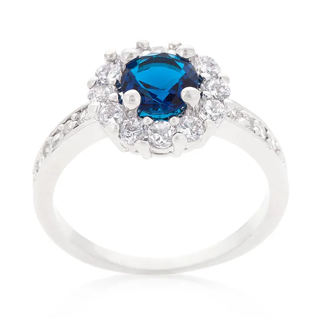 LOVCIA Elegant Sapphire Halo Round Cut Engagement Ring