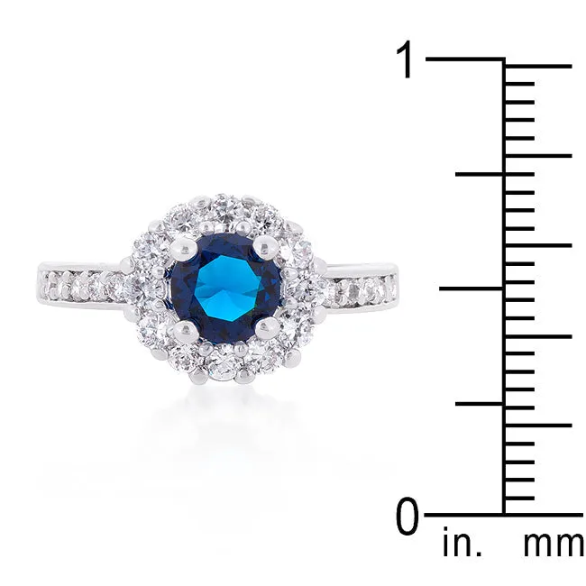 LOVCIA Elegant Sapphire Halo Round Cut Engagement Ring