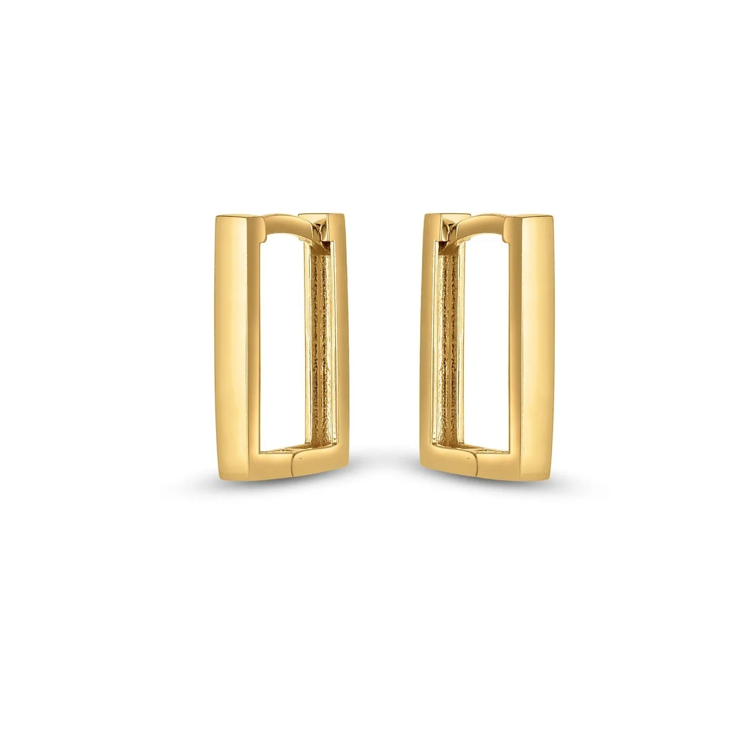 LOVCIA Luxury Classic 14K Gold Rectangular Huggie Earrings