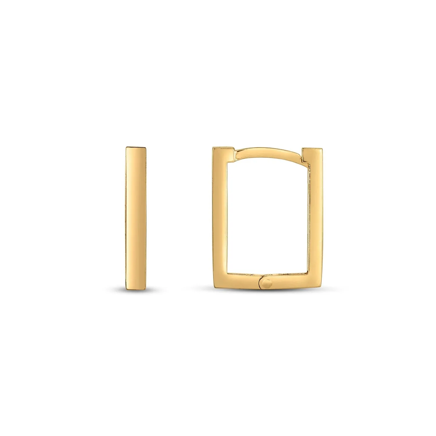 LOVCIA Luxury Classic 14K Gold Rectangular Huggie Earrings