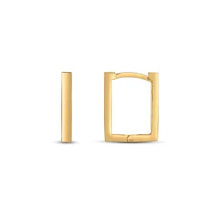 LOVCIA Luxury Classic 14K Gold Rectangular Huggie Earrings