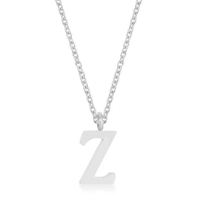 LOVCIA Rhodium-Plated Stainless Steel Z Initial Pendant Necklace