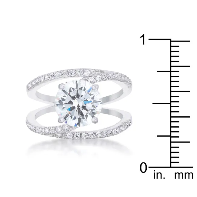 LOVCIA Signature Chic 3ct Clear CZ Rhodium Dual-Band Ring