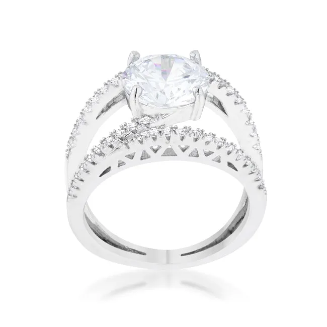 LOVCIA Signature Chic 3ct Clear CZ Rhodium Dual-Band Ring