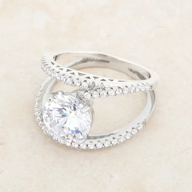 LOVCIA Signature Chic 3ct Clear CZ Rhodium Dual-Band Ring