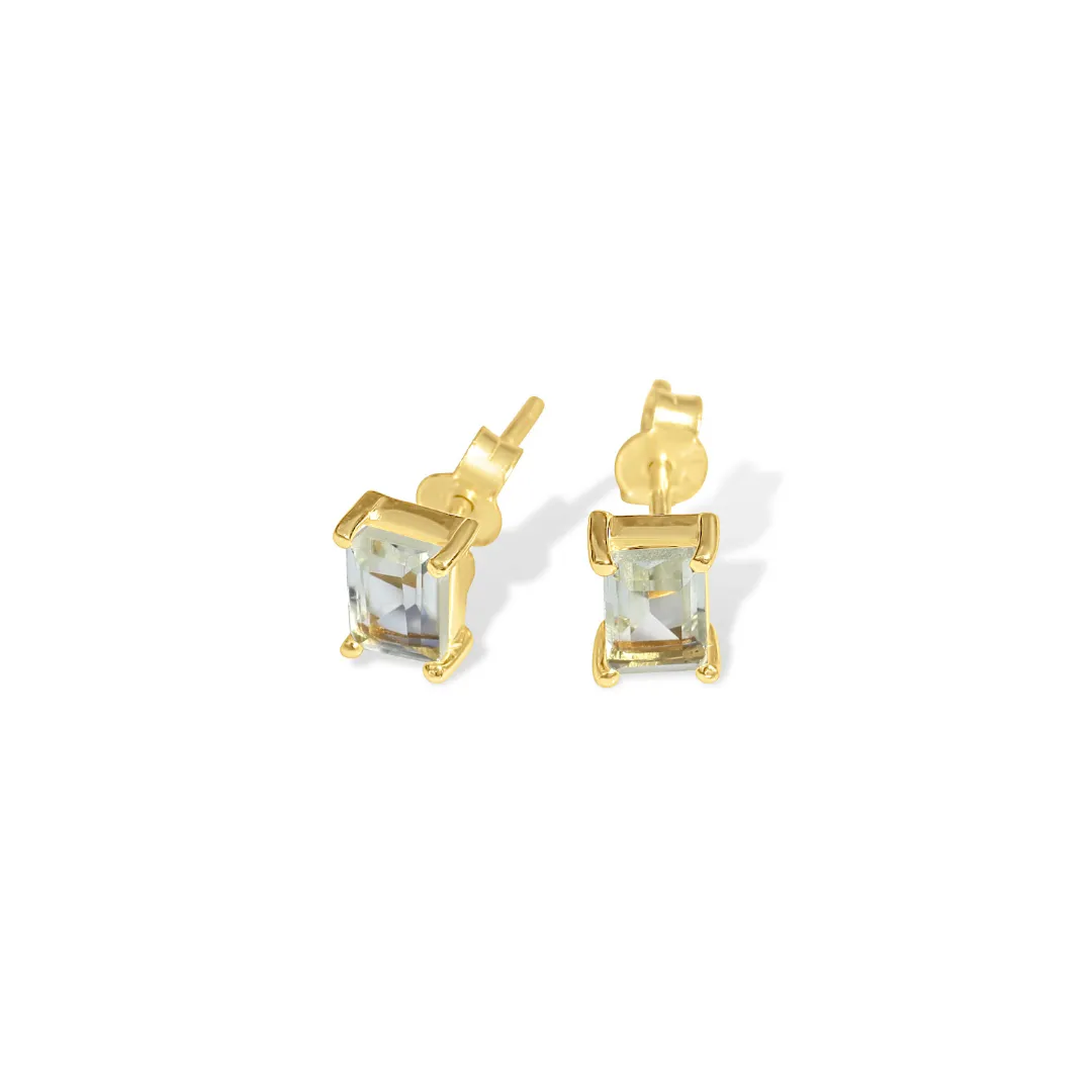 Lucie Gold & Green Amethyst Studs W/S