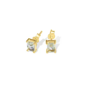 Lucie Gold & Green Amethyst Studs W/S