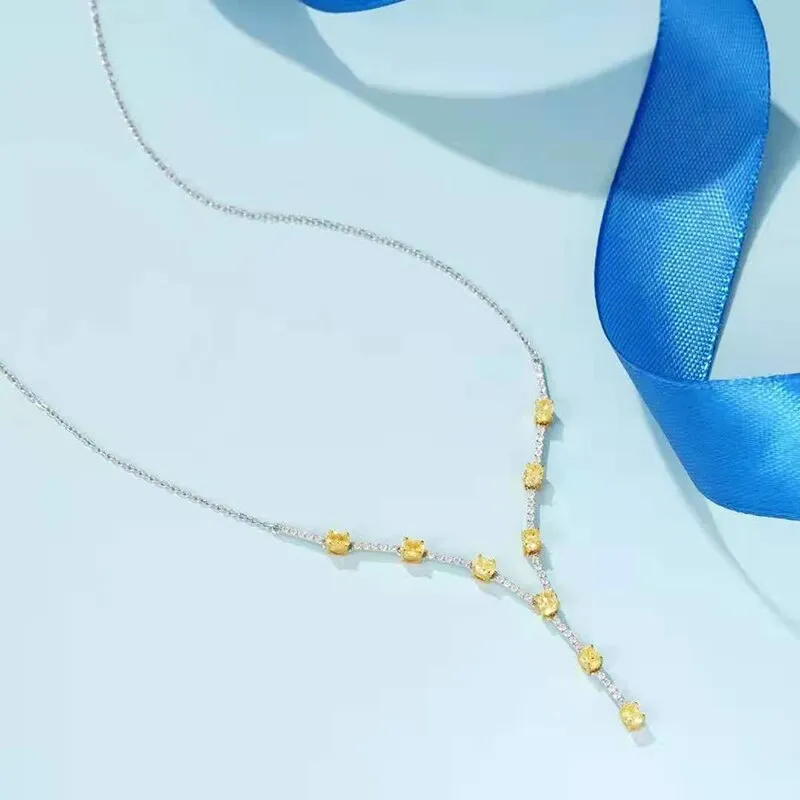 luxury Real Natural Diamond 18 Inch Link Chain Au750 Gifted for Women Fine Jewelry 18K-Gold Necklace