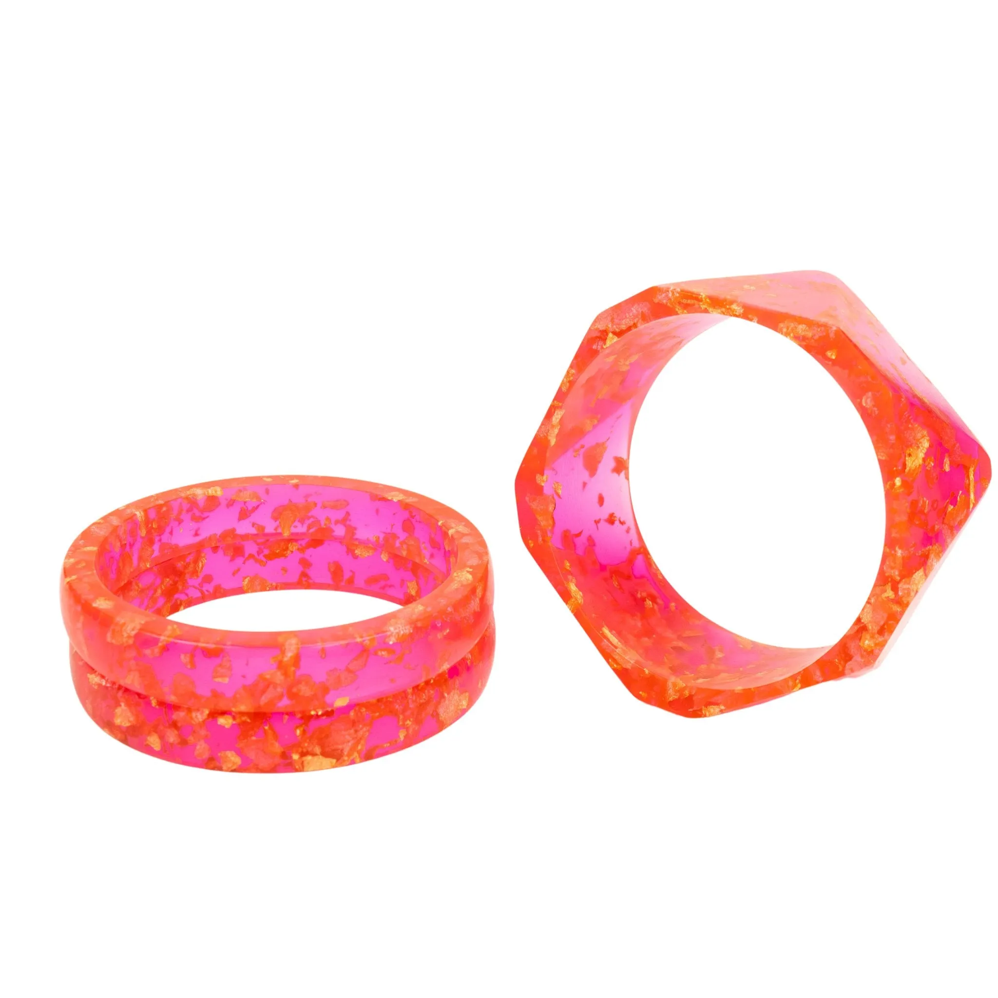 Malika 3pc Bangle Stack - Hot Pink & Metallic Gold Fleck