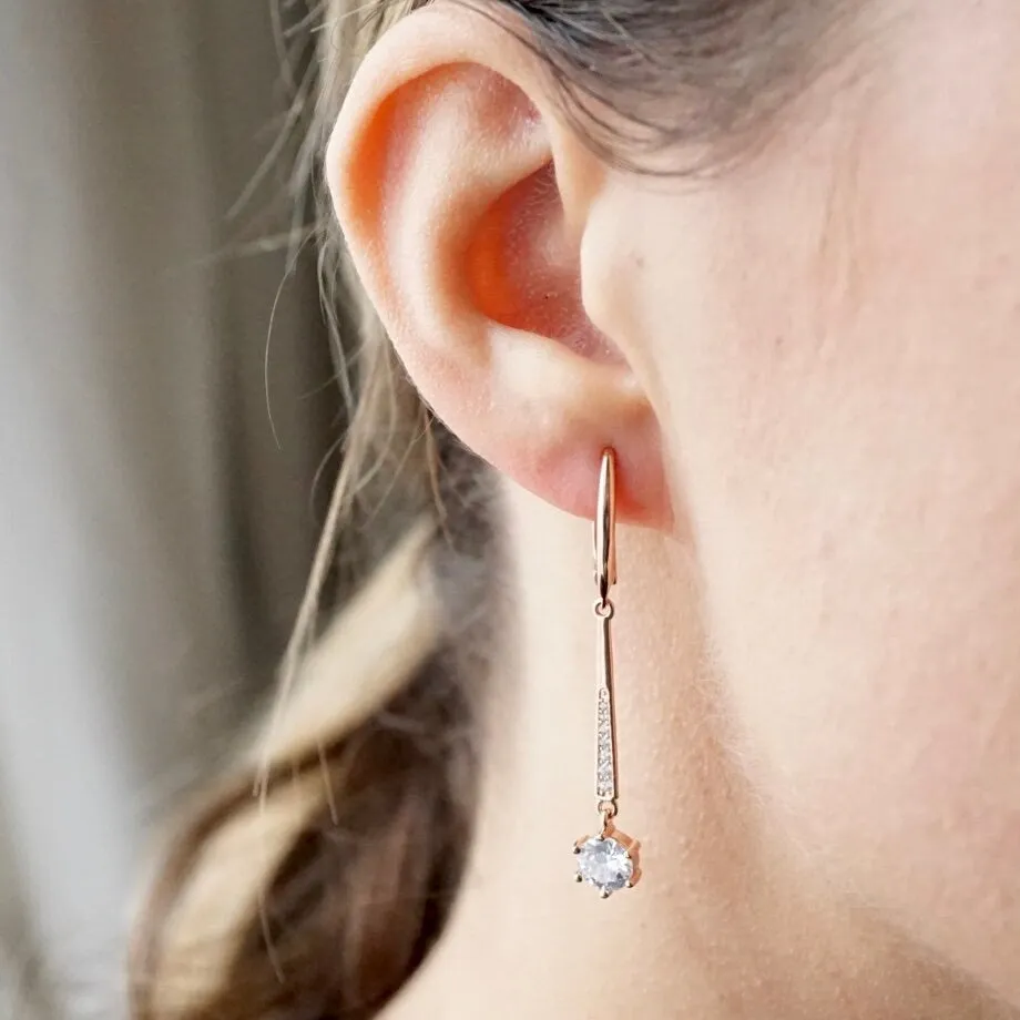 Marta X - Crystal Rose Gold Drop Earrings