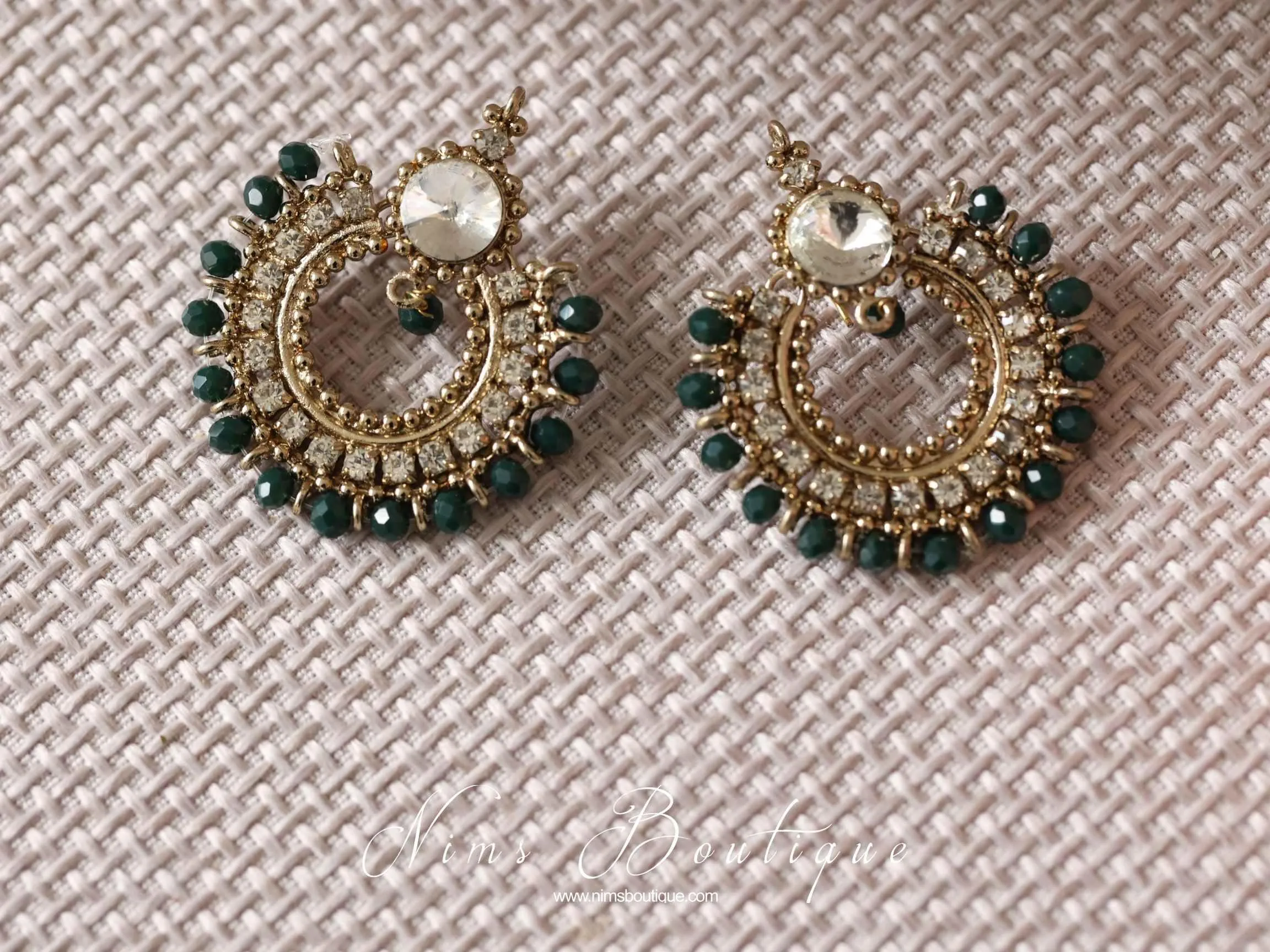 Meghna Royal Dark Teal Green Earrings