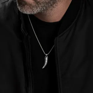 Men's Punk Viking Horn Necklaces, Waterproof Stainless Steel Norse Celtic Knots Compass Pendant