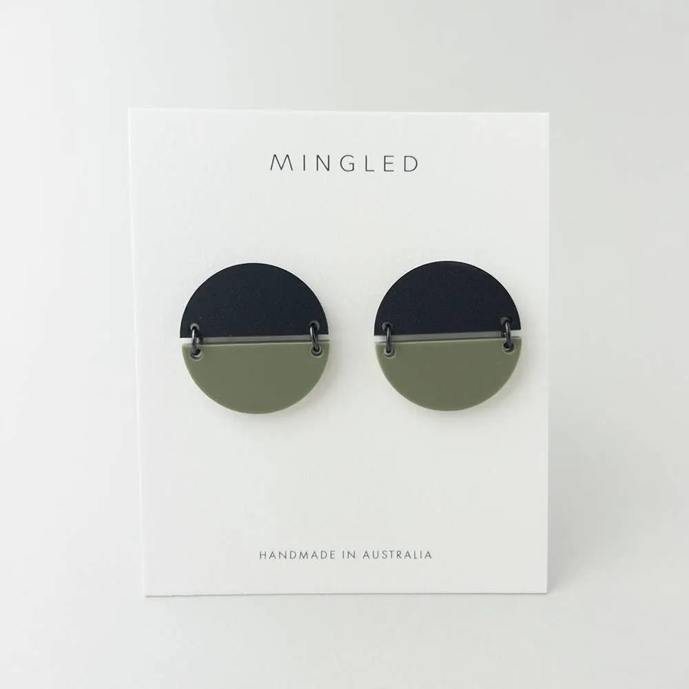 Mingled | Two Piece | Statement Studs | Olive Green & Black